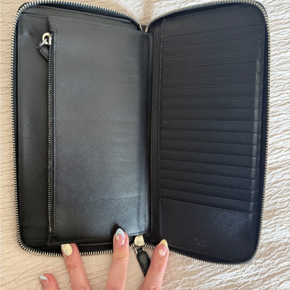 Prada Black and Navy Zip-Around Organizer Wallet - Picture 4 of 6